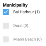 Set Municipality Filter to Bal Harbour